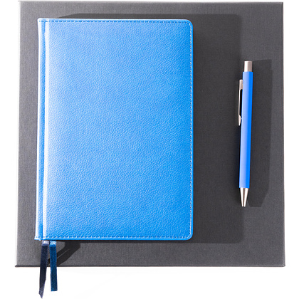 Набор подарочный (ежедневник Nanda синий, ручка шариковая автоматическая), черный - 6