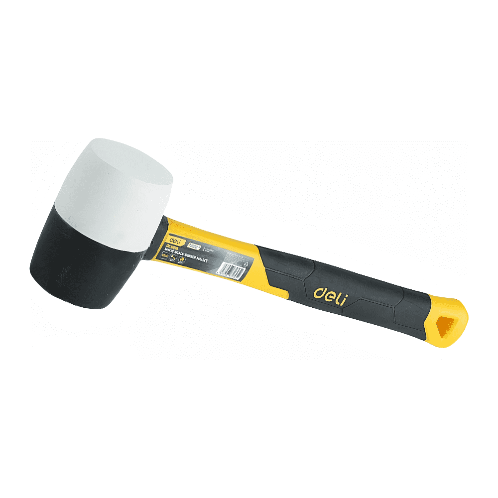 Киянка резиновая Deli YS EDL5816, 0.450 кг, фибергласовая рукоятка, черно-белая