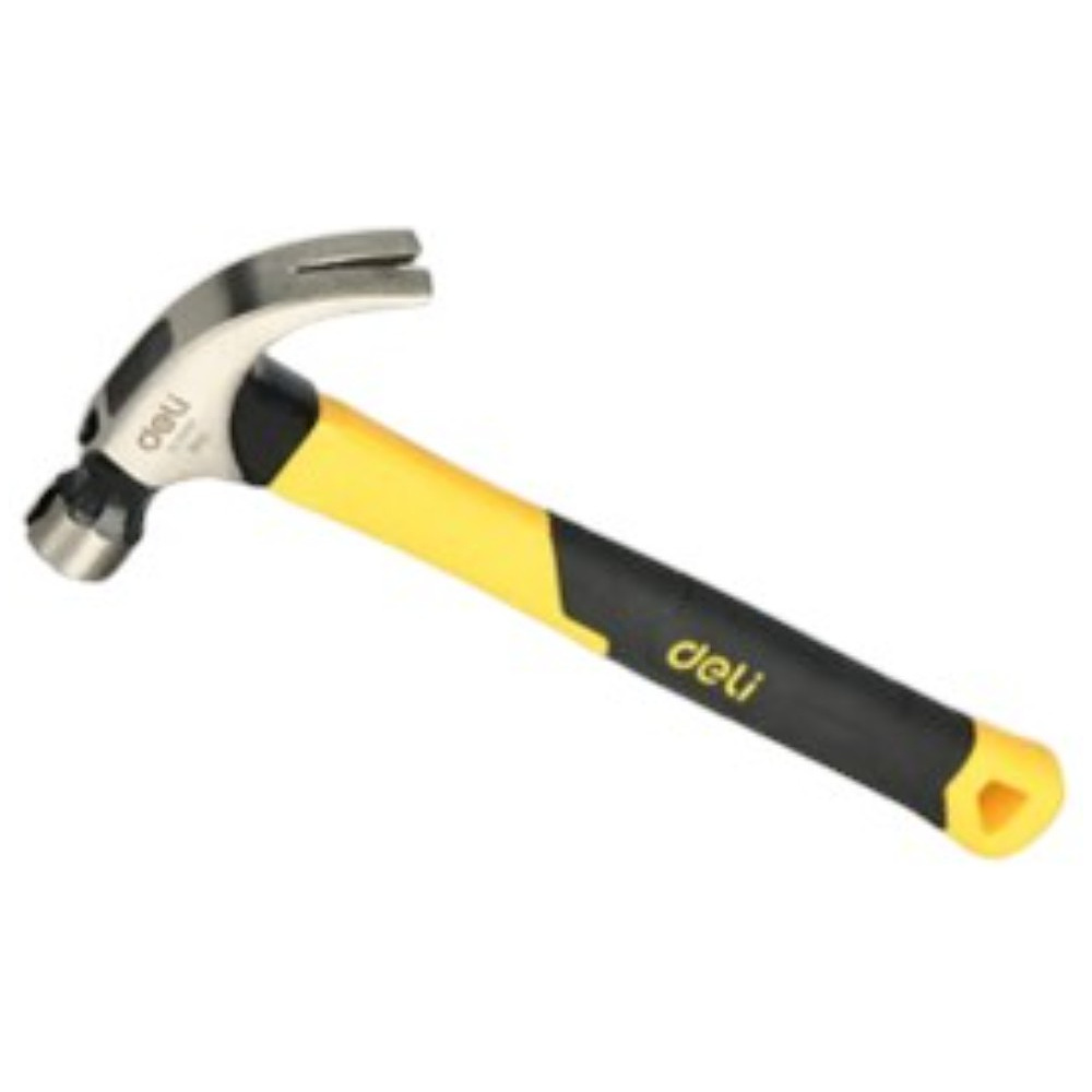 Молоток-гвоздодер "Deli" 0,5 кг, фиберглассовая рукоятка