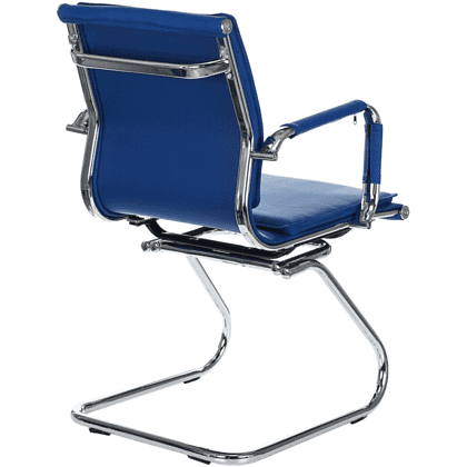 Кресло на полозьях "Бюрократ Ch-993-Low-V", экокожа, синий, металл хром - 2