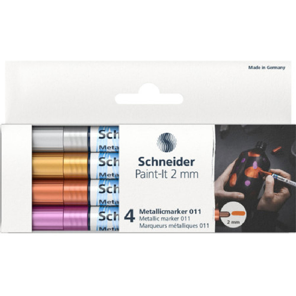 Набор маркеров перманентных Schneider "Paint-It 011 Set 1", 4 шт, ассорти металлик - 2