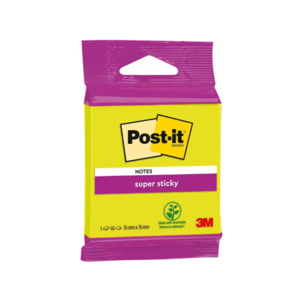 Бумага для заметок "Post-it SuperSticky", 76х76 мм, 45 листов, ассорти - 3