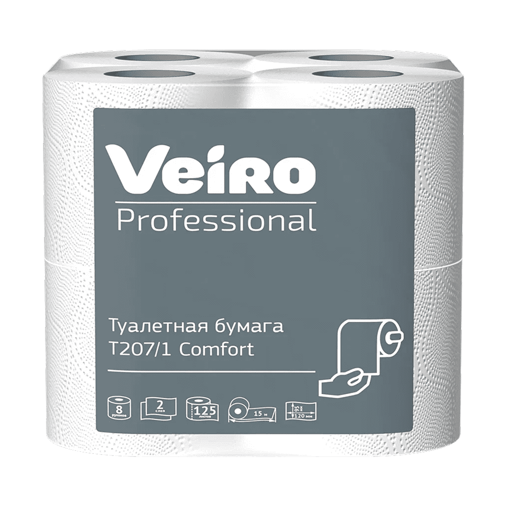 Бумага туалетная "Professional Comfort", 2 слоя, 8 рулонов
