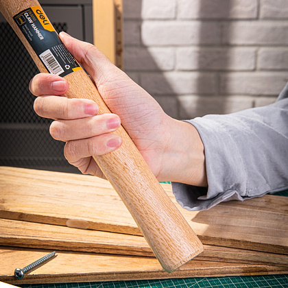 Молоток-гвоздодер Deli YS EDL5250, 0,5 кг, деревянная рукоятка - 7