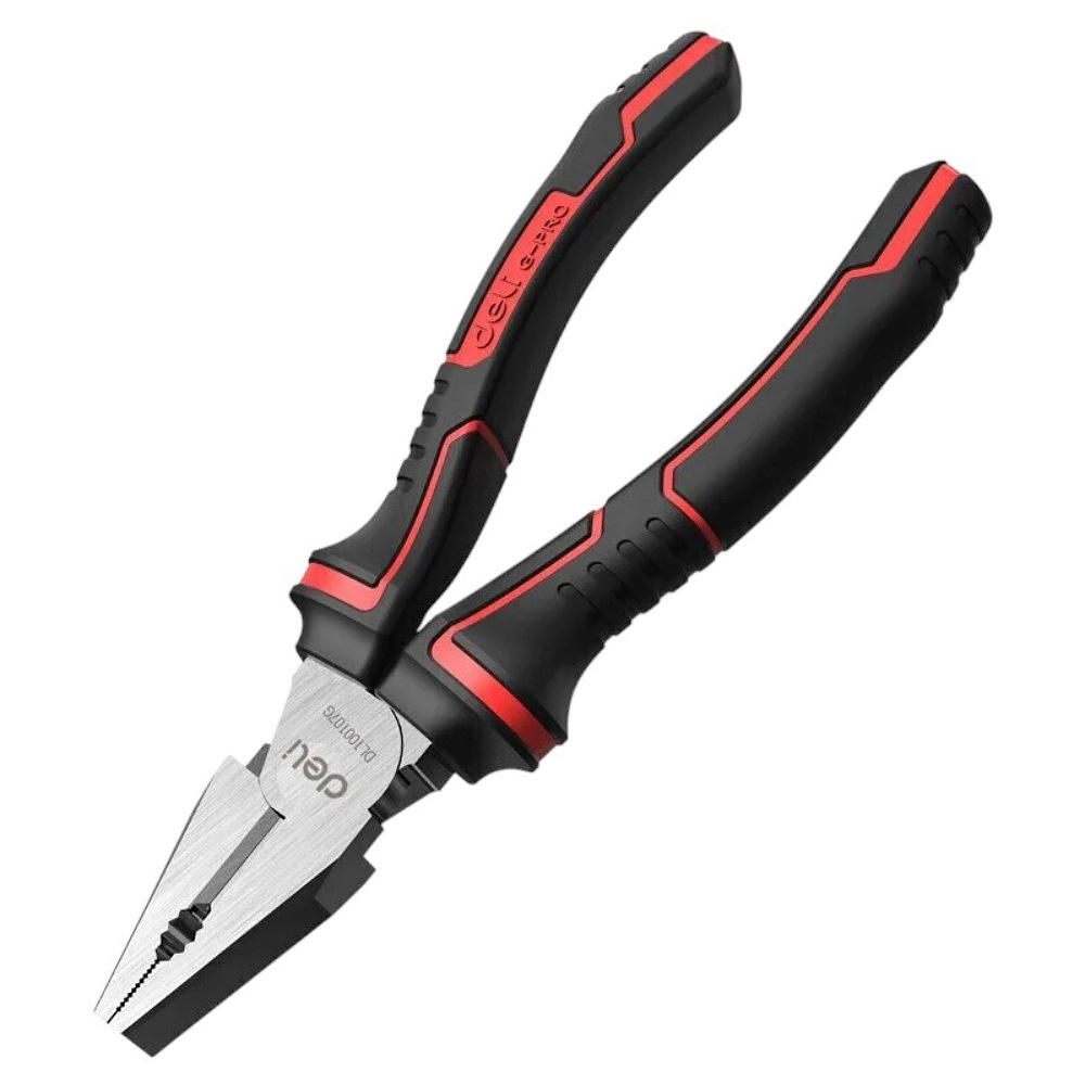 Плоскогубцы "Deli" 200 мм., комбинированные, красный, черный