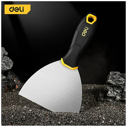 Шпатель нержавеющий Deli YS EDL-HD5, 125 мм, ручка 2K, черный, желтый - 2