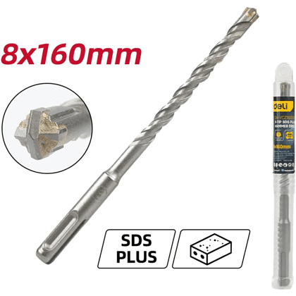 Бур по бетону Deli YS EDH-YCZ16008-E1, 8 x 160 мм, X-Tip, SDS-PLUS - 2