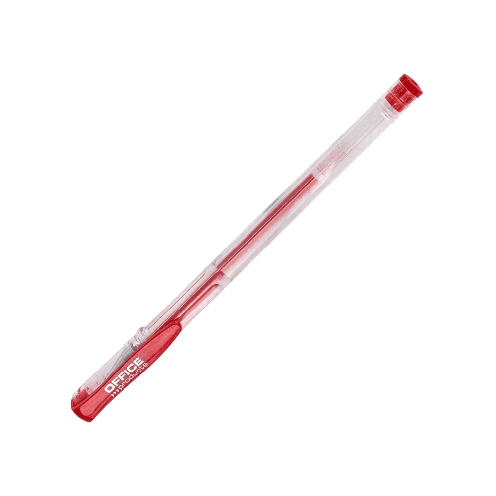 Ручка гелевая "Office Products", 0.5 мм, прозрачный, стерж. красный