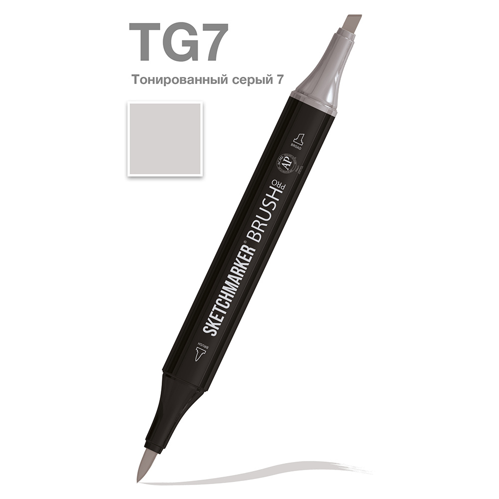 Маркер перманентный двусторонний "Sketchmarker Brush", TG7 тонированный серый 7