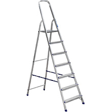 Лестница-стремянка Алюмет АМ707, алюминиевая матовая, 7 ступеней