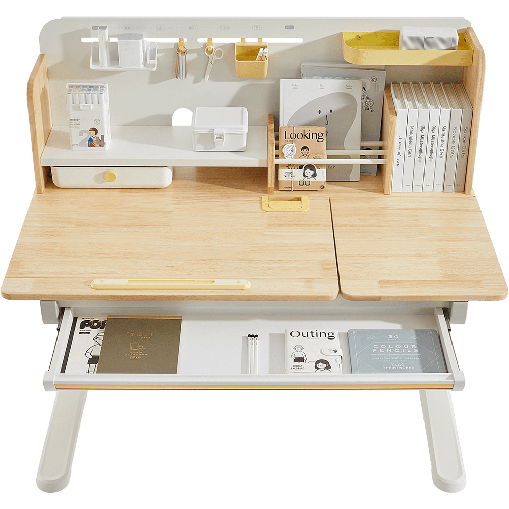 Стол Ergosmart регулируемый Galleon, 1200х700х(520-760) мм, гевея, с книжной полкой - 4