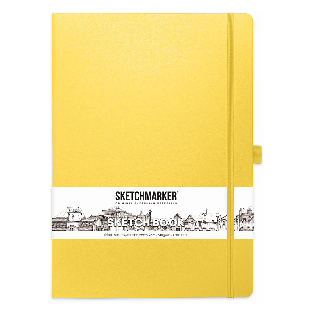 Скетчбук "Sketchmarker", 21x30 см, 140 г/м2, 80 листов, лимонный