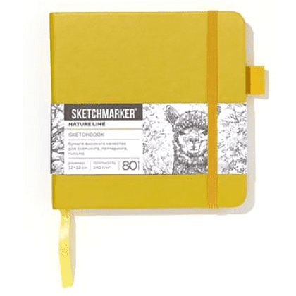 Скетчбук "Sketchmarker", 12х12 см, 140 г/м2, 80 листов, горчичный