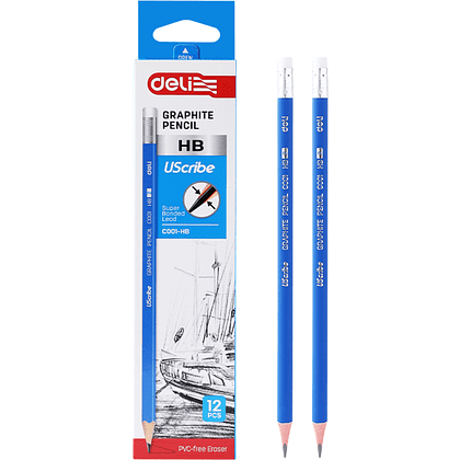 Карандаш простой "Deli Uspire", HB, синий
