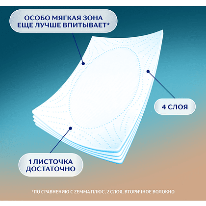 Бумага туалетная Zemma Only1, 4 рулона, 4 слоя, белый - 6