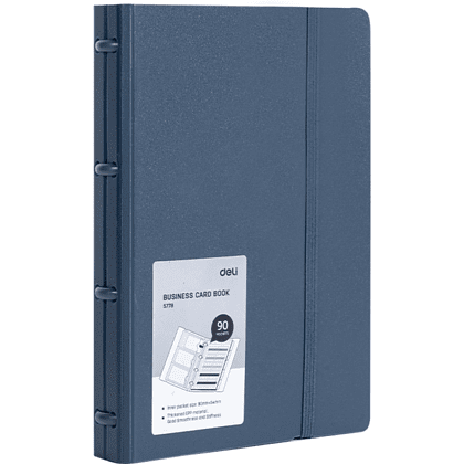 Визитница настольная "Deli", 140х198 мм, 90 карт, синий