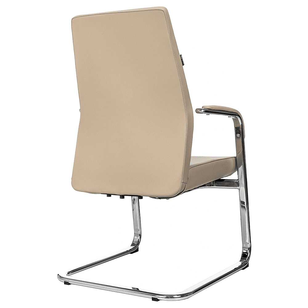 Кресло на полозьях Бюрократ "_JONS-LOW-V", натуральная кожа, бежевый, металл хром - 5