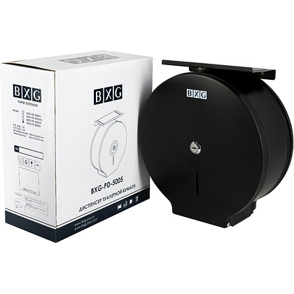 Диспенсер BXG-PD-5005B для туалетной бумаги в средних и больших рулонах, металл, черный, матовый - 2
