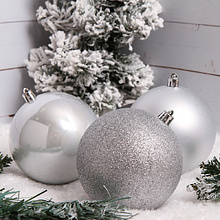 Шар елочный "200120", 10 см, 3 шт/уп., пластик, ассорти