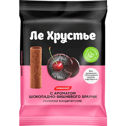 Полоски кондитерские "ЛеХрустье", 100 гр, с ароматом шоколадно-вишневого брауни