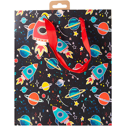 Пакет бумажный подарочный "Spaceman", 21.5x10.2x25.3 см, разноцветный - 4
