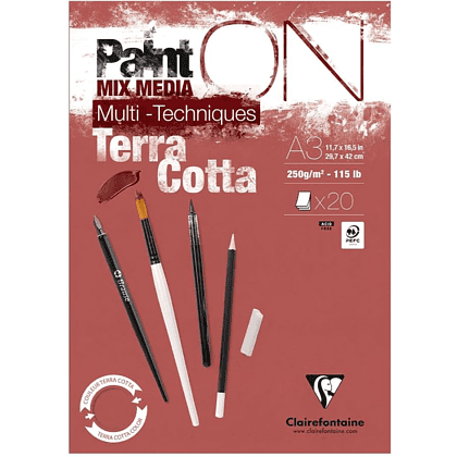 Блок-склейка "Paint'On", А3, 250г/м2, 20 листов, терракотовая бумага