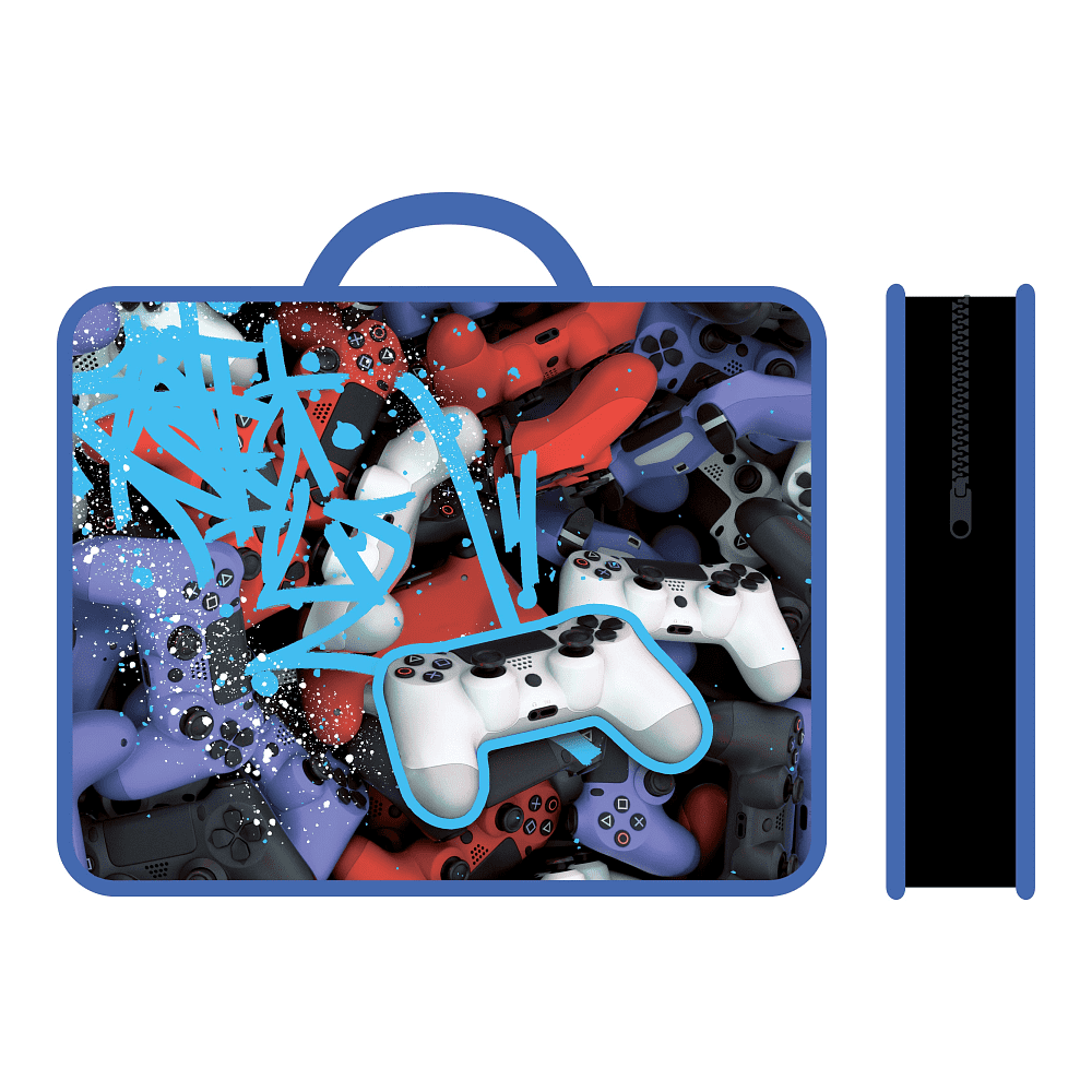 Папка для тетрадей "Время для игры", А4, на молнии, пластик, синий