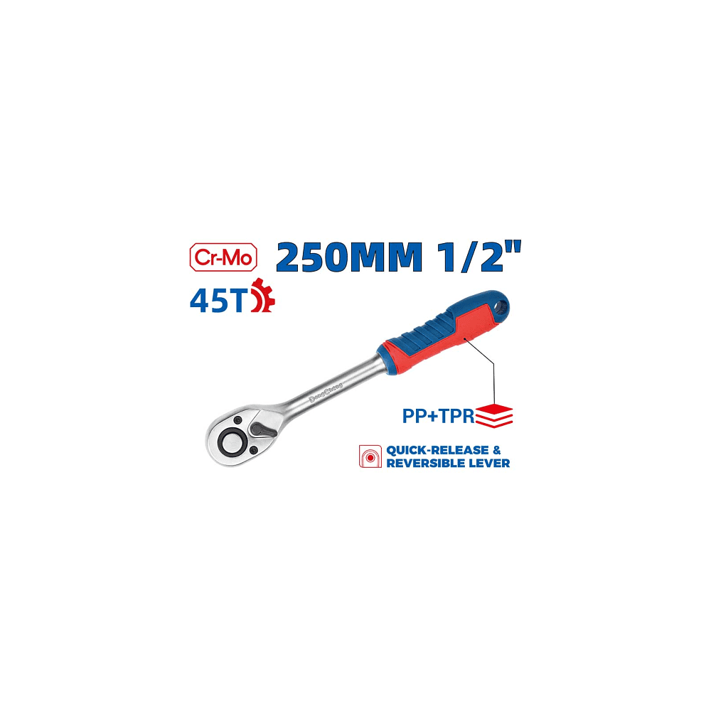Ключ трещоточный DongCheng HD032103 1/2", 293 мм, 45 зубьев - 2