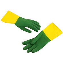Перчатки латексные хозяйственные Zaubex БИКОЛОР, усиленные, р-р M, зеленый, желтый