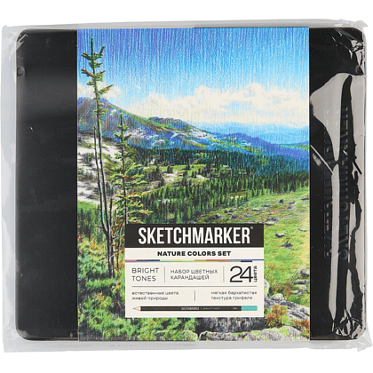 Набор карандашей цветных "Sketchmarker Природа", 24 цвета, в металлической коробке - 3