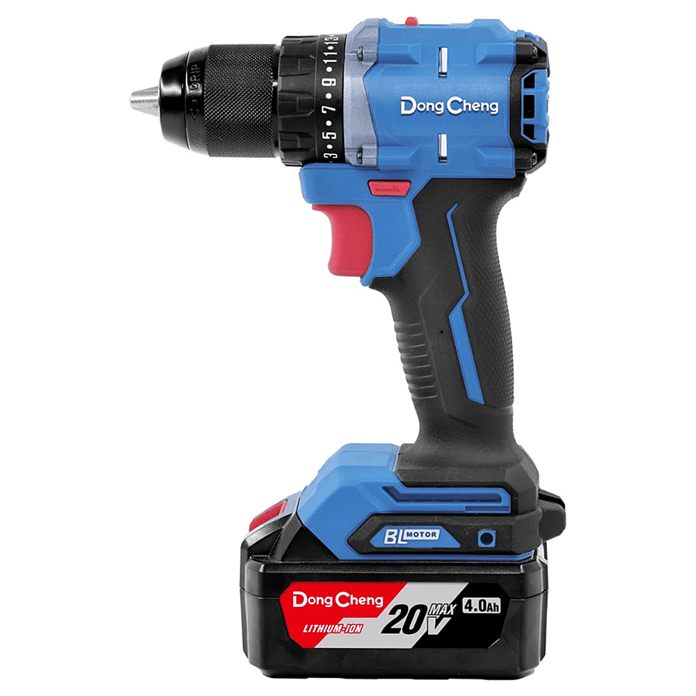 Дрель-шуруповерт "DongCheng" аккумулятор, бесщеточная 20В, 500Вт, 60Нм, аккум. 2.0Ачх2, з/у 2А, тип AM - 2