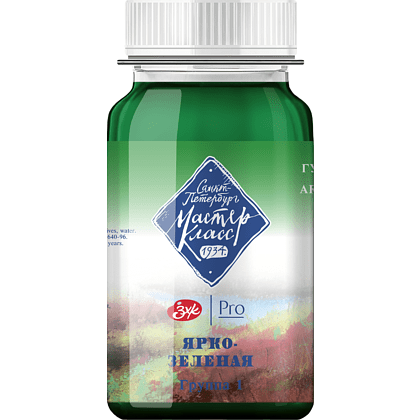 Краски гуашевые "Мастер-класс", 711 ярко-зеленая, 100 мл, банка