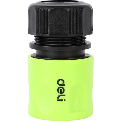 Соединитель-коннектор для шлангов Deli GS EDL8793, 1/2", быстросъемный с аквастопом, черный, зеленый