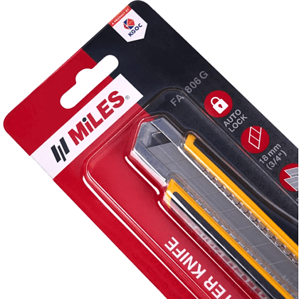 Нож строительный Miles "FA1806G/Y", 18 мм, усиленный - 2