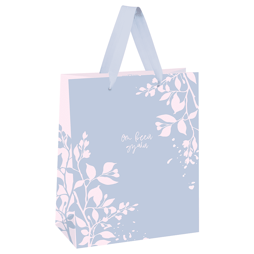 Пакет подарочный "Pink twigs", 11х14х6.5 см, ламинированный