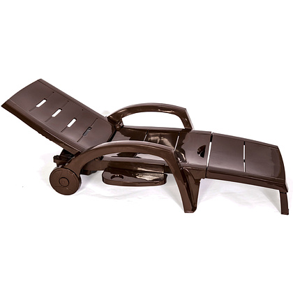 Шезлонг складной на колесах, пластик, шоколадный - 3