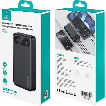 Внешний аккумулятор Usams CD251 PB80 20000mAh, черный (20KCD25101) - 6