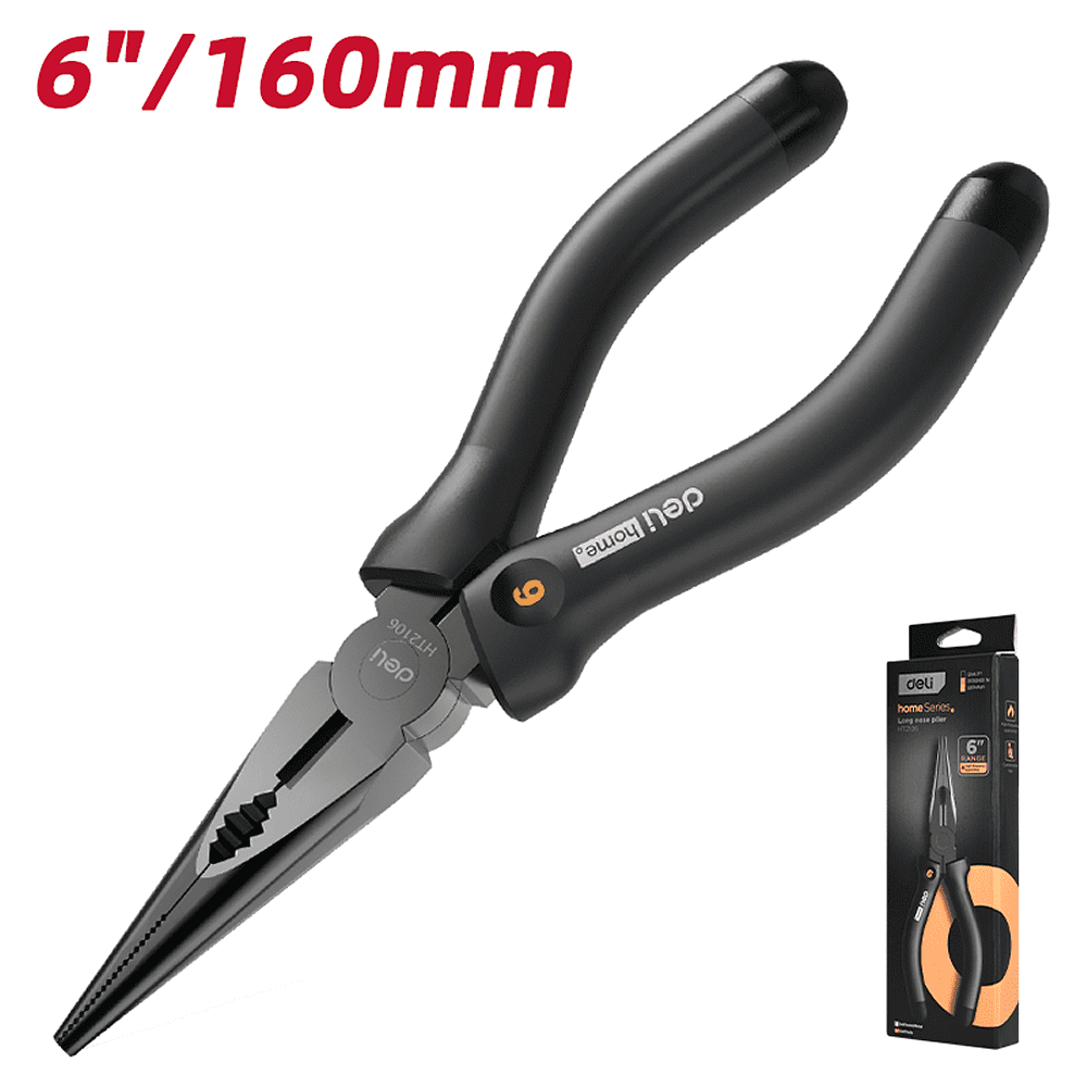 Длинногубцы Deli HS EHT2106, 160 мм, Soft Touch, черный - 6