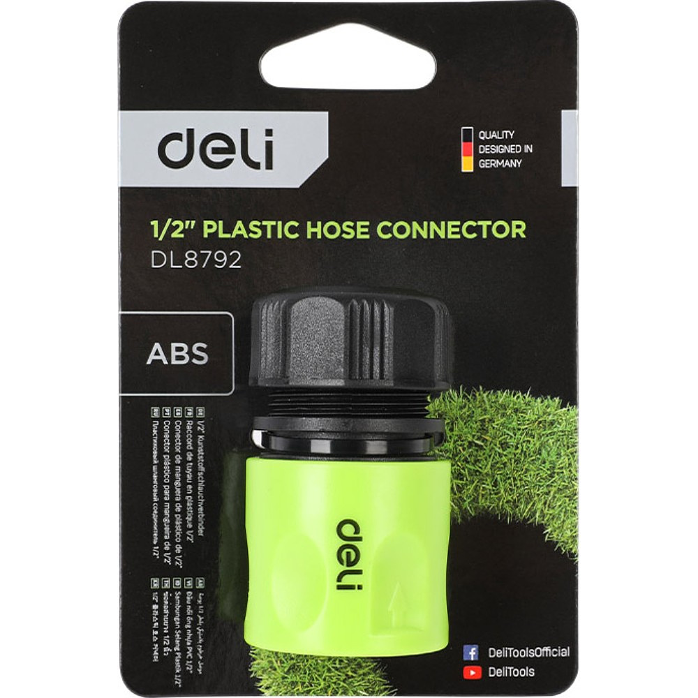 Соединитель-коннектор для шлангов Deli GS EDL8792, 1/2", быстросъемный, черный, зеленый - 3