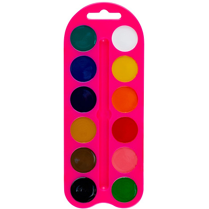 Краски акварельные "Цветик", 12 цветов, пластик, розовый - 2