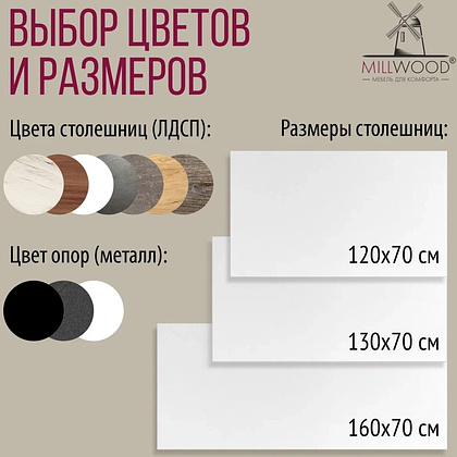 Стол письменный Millwood Лофт Сиэтл (ДТ-5), 1300х700 мм, белый, черный - 11