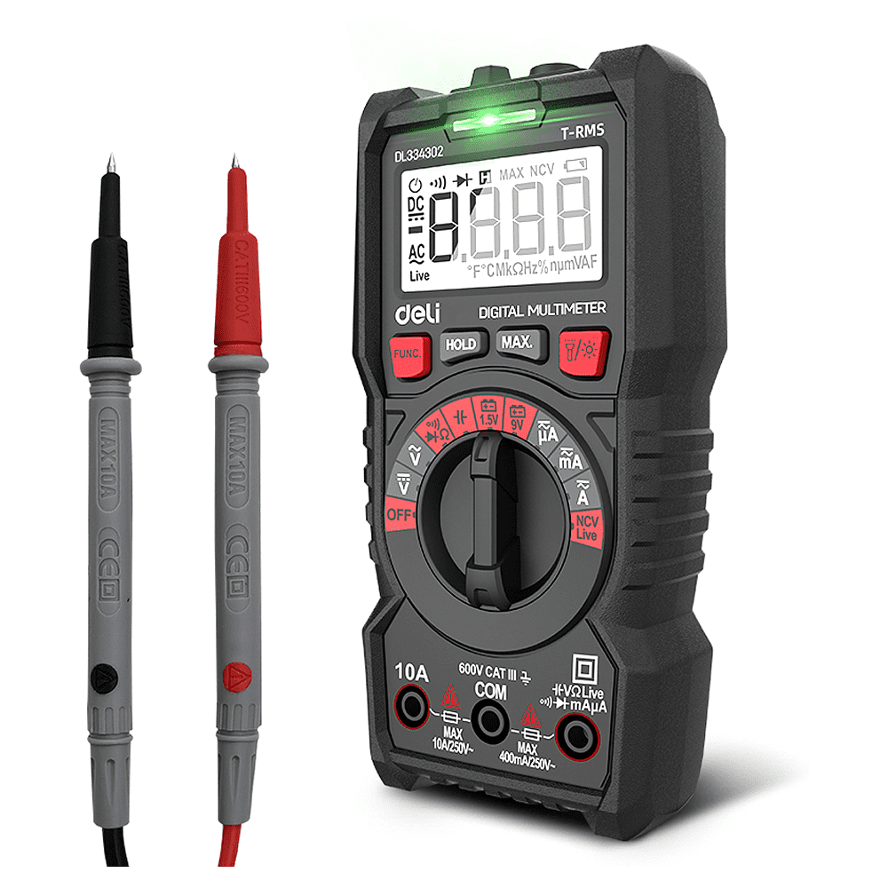Мультиметр цифровой Deli RS EDL334302, 600В, универсальный