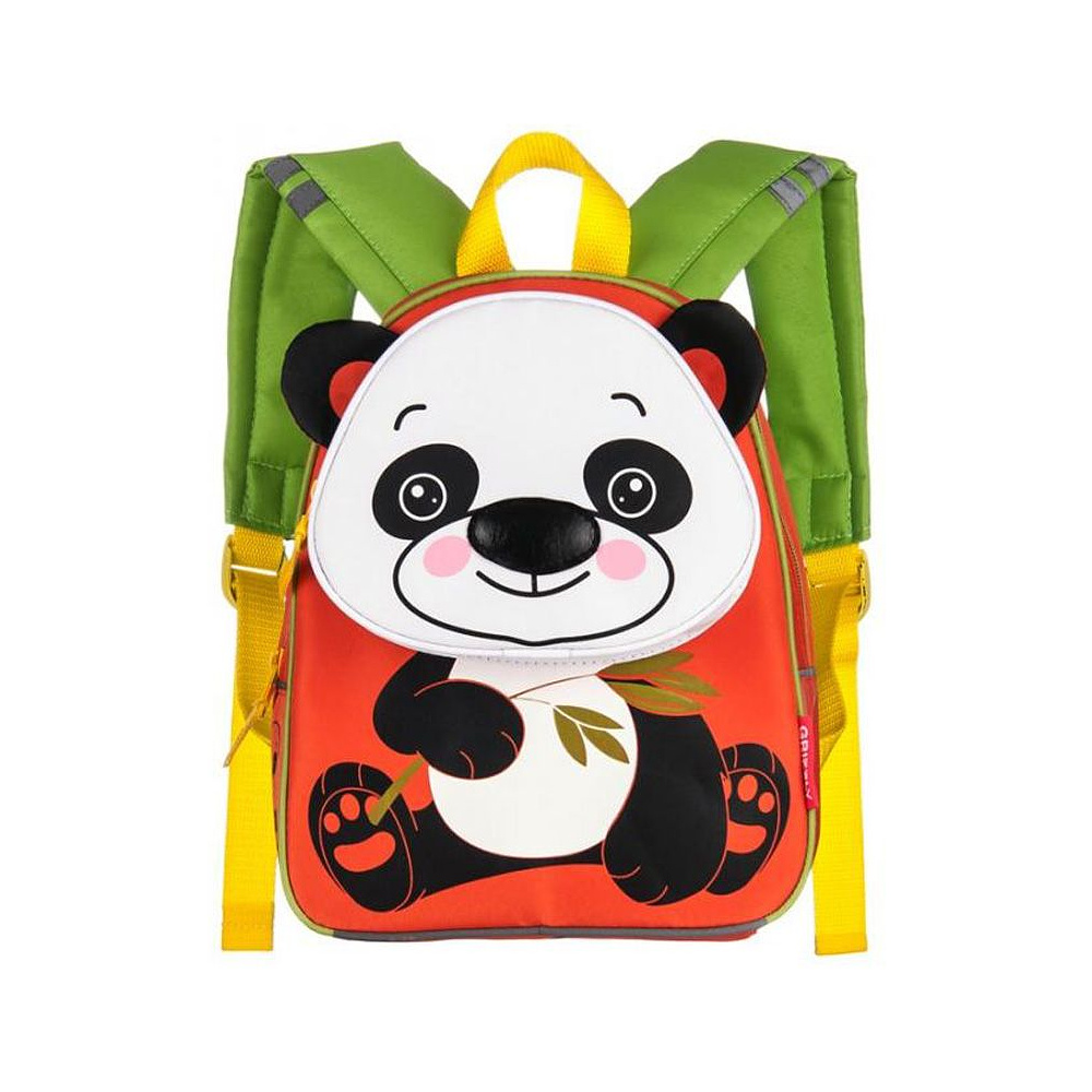 Рюкзак школьный "Panda", красный, салатовый