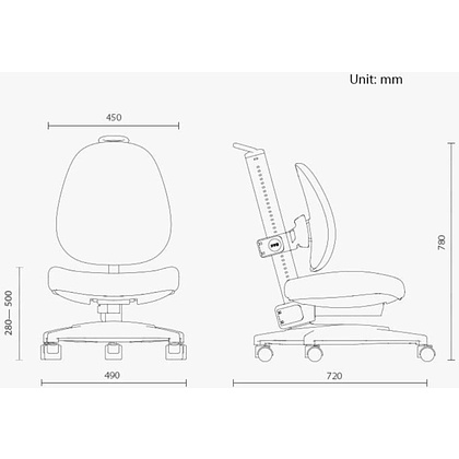 Кресло детское Ergosmart Gulliver, ткань, пластик, корпус белый, с чехлом салатовым, серый - 7