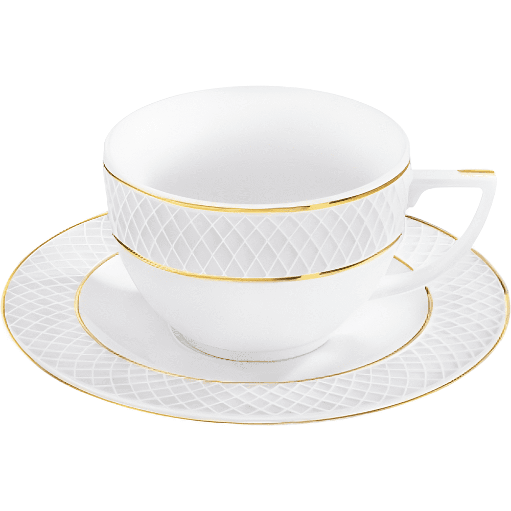 Чашка с блюдцем "WL-880102404 Diamond", 240 мл, фарфор, белый