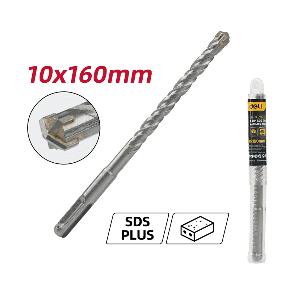 Бур по бетону Deli YS EDH-YCZ16010-E1, 10 x 160 мм, X-Tip, SDS-PLUS - 2