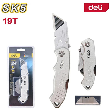 Нож строительный Deli YS EDL008Z, 19 мм, складной, трапеция - 2