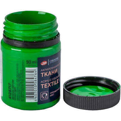 Краска акриловая по ткани "Декола", 717 зеленая светлая, 50 мл., банка - 4