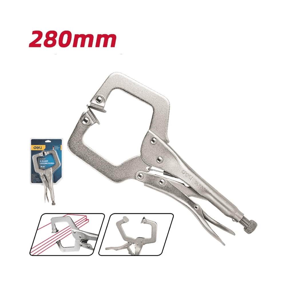 Клещи Deli YS DL20011, зажимные, С-образные с фиксатором, 280 мм - 5