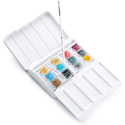 Краски акварельные "Белые ночи Русские сказки", набор 12 цветов, кюветы - 3